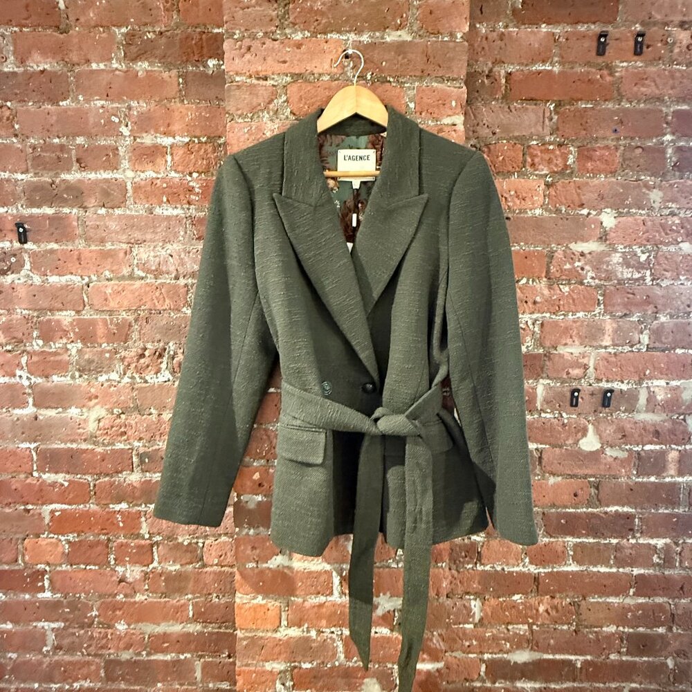 NWT L'Agence Jordana Belted Blazer Army Green - Large